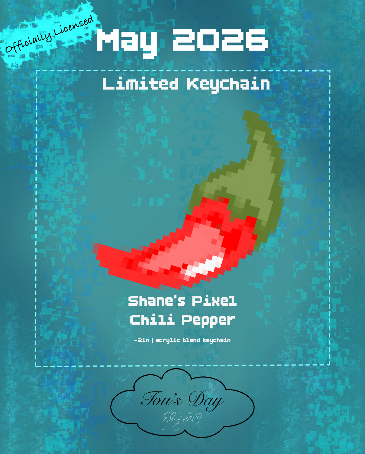 Shane's Pixel Chili Pepper Keychain